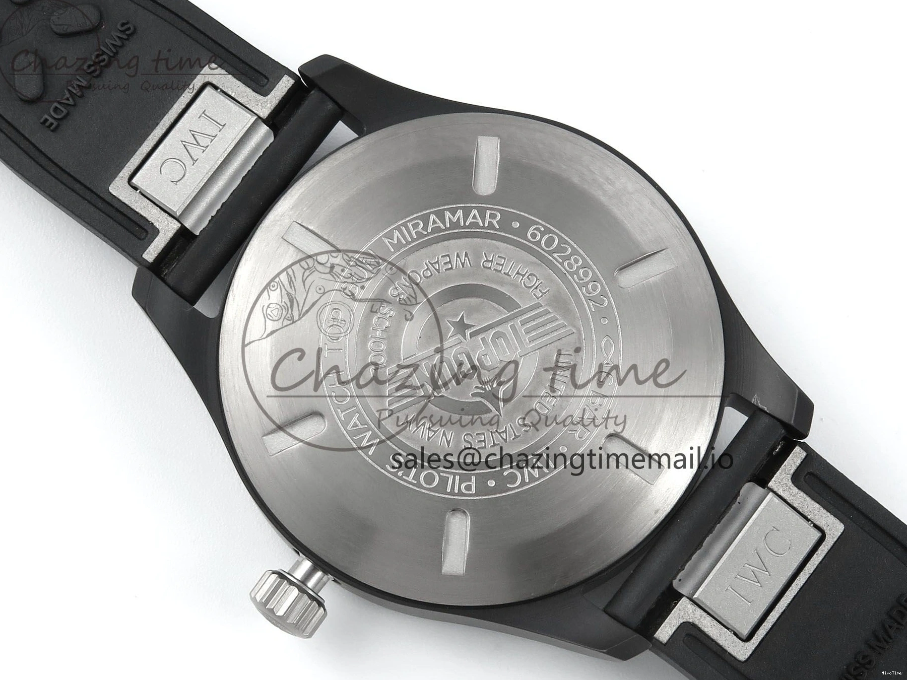 MIROTIME 0424 Pilot Top Gun IW326901 M+F 1:1 Best Edition Black Dial on Black Rubber Strap A SportInspired 6999